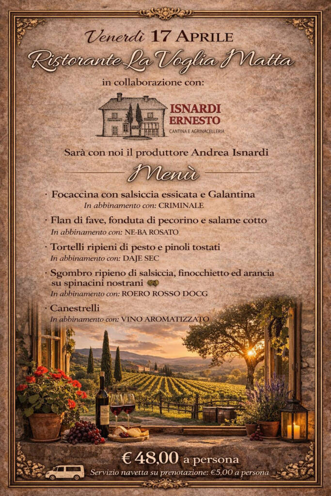 Cena degustazione con Isnardi Ernesto a Genova